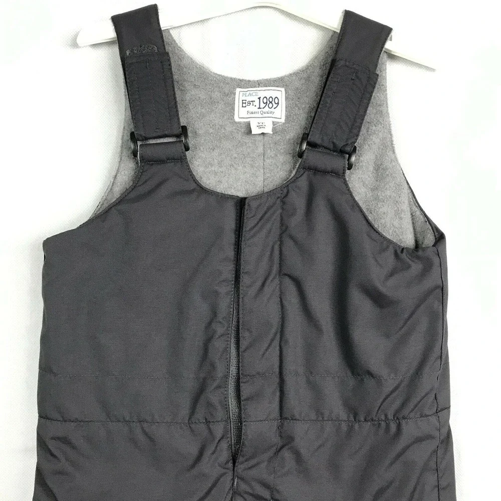 The Childrens Place Snow Bibs Boys Sz‎ 3T Gray Fleece Lined Jumper